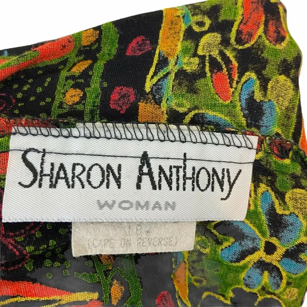 Horse Skirt 80s 90s Vintage Sharon Anthony Women's Navy Orange Green Tribal 18